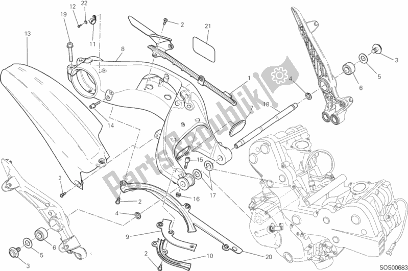Todas las partes para Forcellone Posteriore de Ducati Hypermotard Hyperstrada USA 821 2015